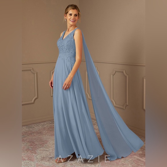 Azazie Joules Dress - size A10 - Dusty blue - worn once, hemmed and added cups - Picture 1 of 3